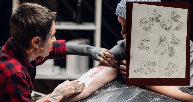 Stick and Poke Artist Has Wide Range of Flash from Raccoon Saying ACAB to Pigeon Saying ACAB