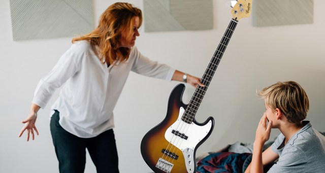 Boy Caught Playing Bass After Lying to Mom About Being Out With Friends Doing Drugs