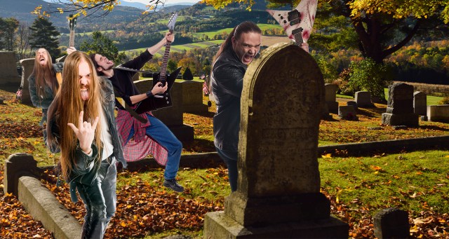Metal Musicians Visiting Dead Friend in Cemetery Might as Well Take Band Photo While They’re There