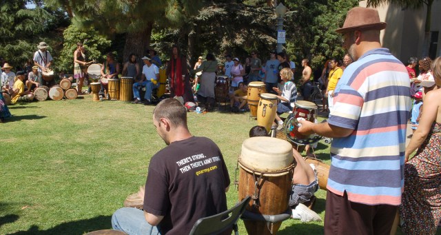 Feuding Drum Circles Put Differences Aside to Form One Big Unemployment Line
