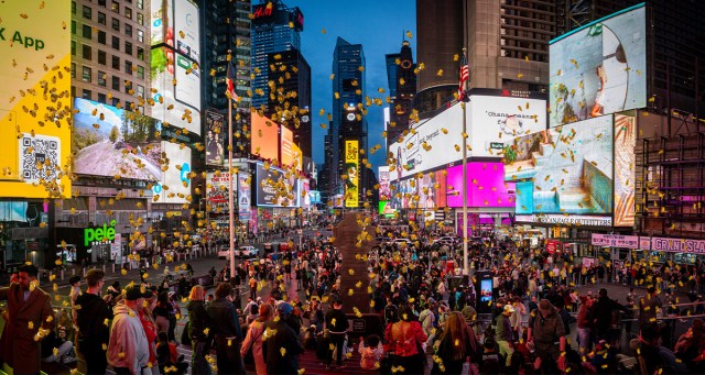 Chaos in Times Square as Millions of Baby Spiders Hatch From NYE Ball
