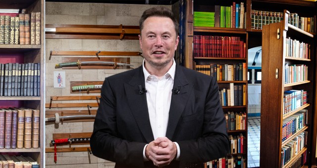 Every Book on Elon Musk’s Shelf Just False Lever That Reveals Yet Another Katana Room