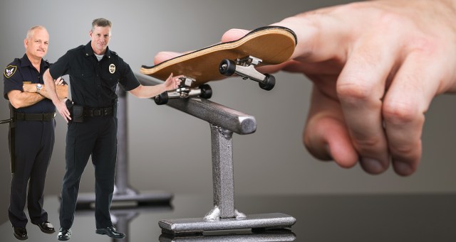Tiny Cops Hassle Fingerboarding Teens