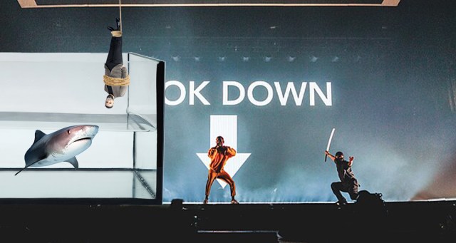 Kendrick Lamar Brings Out Bound and Gagged Drake Being Lowered Into a Shark Tank as Special Halftime Show Guest