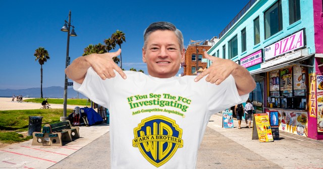 Ted Sarandos Seen Wearing “If You See the FCC Investigating Anti-Competitive Acquisition, Warn a Brother” T-Shirt
