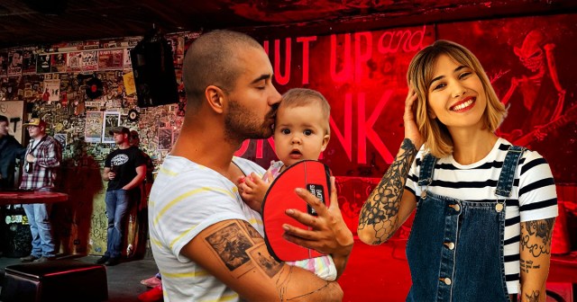 Punk Couple Successfully Gets Baby Into Dive Bar by Dressing Her in Emotional Support Animal Vest