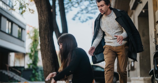 “Careful,” Helpfully Warns Bystander After Woman Has Already Tripped